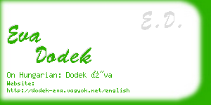 eva dodek business card